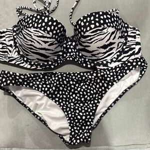 Victoria's Secret Black and White Animal Print Bikini